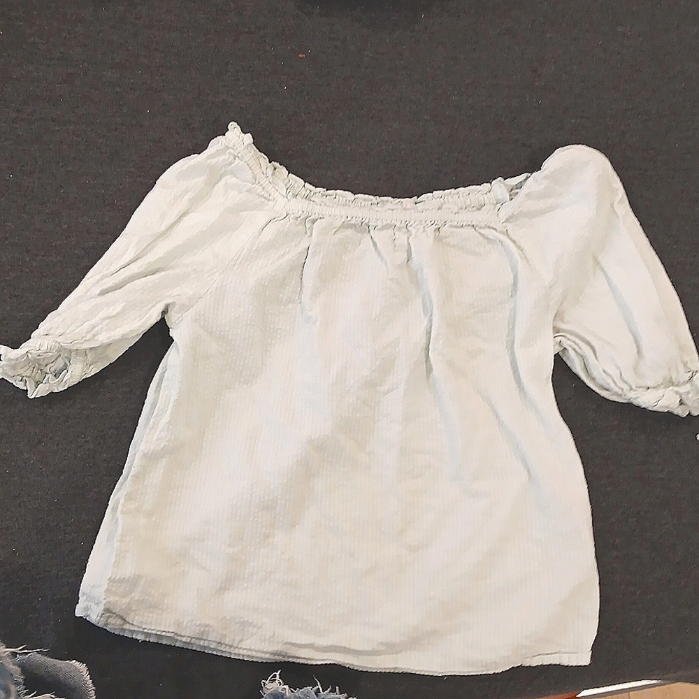 Blue off the shoulder h&m kids shirts size 11/12